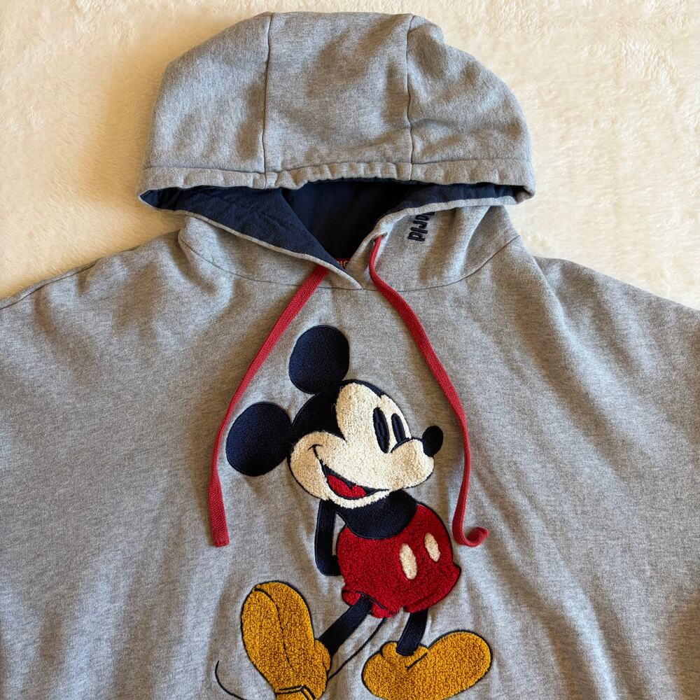 Disney Parks Mickey Mouse Hoodie Mens L Gray Chenille Pullover Walt Disney World